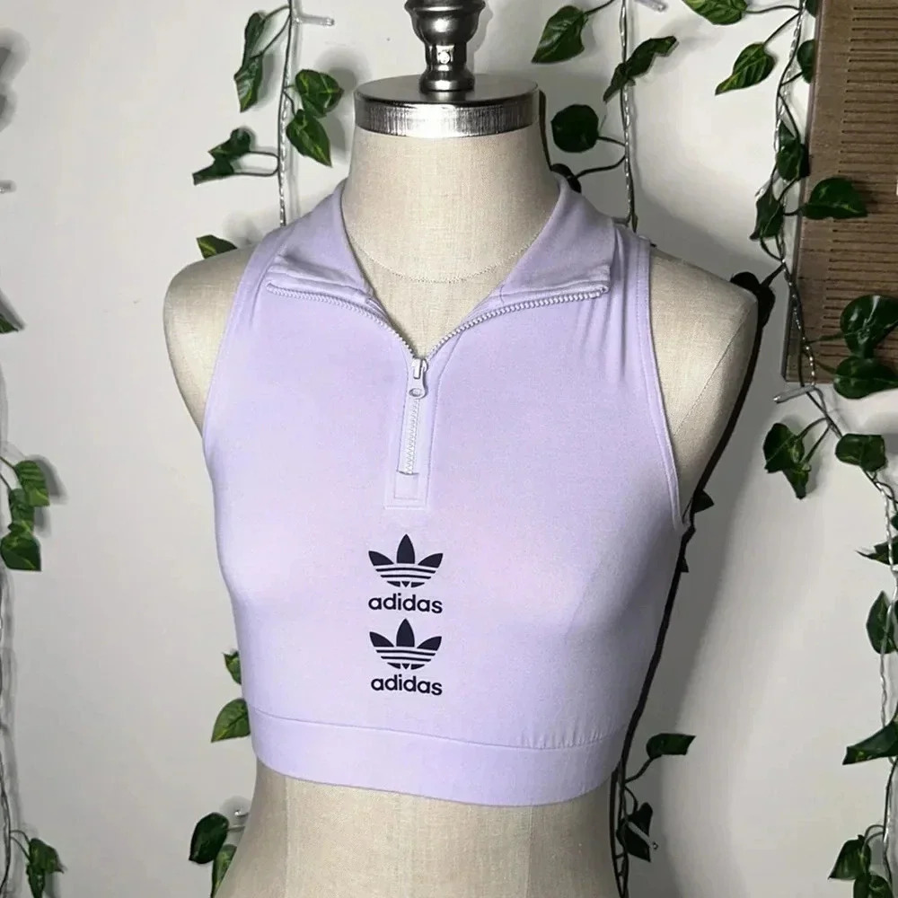 Adidas Quarter Zip Cropped Tank